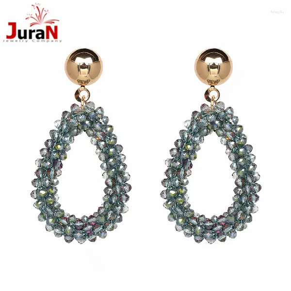 Boucles d'oreilles en peluche Juran 2024 pour les femmes Perles à facettes d'oreille cristallines à la main