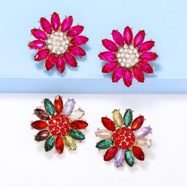 Boucles d'oreilles pendantes JURAN coloré cristal goujon mode strass marguerite pour les femmes 2023 tendance déclaration luxe bijoux en gros