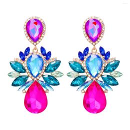 Boucles d'oreilles JURAN exagérées colorées en cristal strass, accessoires de fête de Banquet de haute qualité pour femmes, bijoux de déclaration