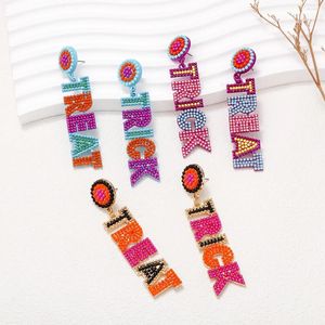 Dangle Oorbellen JURAN Handgemaakte Kleurrijke Zaden Kralen Letter TRICK TREAT Boho Mode-sieraden Voor Vrouwen Meisjes Vakantie Carnaval Party Gift