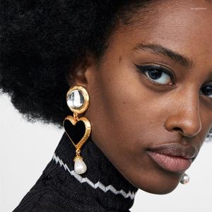 Dange oorbellen Juran Vintage hart kristalverklaring Big Black Boho voor vrouwen etnische sieraden Elegant Party Gift 2023