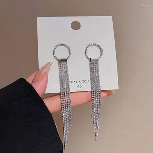 Boucles d'oreilles pendantes JWER luxe strass Long gland goutte femmes Simple couleur or argent bijoux de fête beaux cadeaux