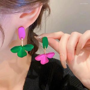 Boucles d'oreilles pendantes KADRUFI rose violet vert fleur pétale forme goutte pour femmes mode coréenne 2024 boucle d'oreille à la mode bijoux Brincos cadeau