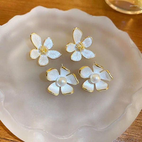 Boucles d'oreilles KAITIN goutte à goutte huile perle fleur pour femmes corée doux Ins Style Stud tempérament Simple vente en gros bijoux de mode