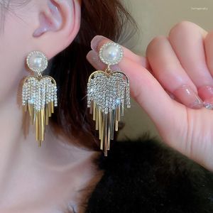 Dangle Oorbellen KAITIN Parel Hart Voor Vrouwen Strass Kwastje Grote Verklaring Drop Earring Vintage Mode Luxe Designer Sieraden