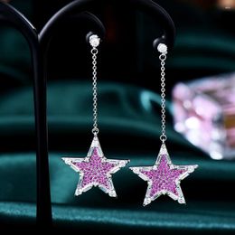 Boucles d'oreilles pendantes Kellybola bijoux de haute qualité zircone cubique incrusté pendentif étoile à cinq branches percé femmes filles fête de mariage