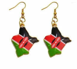 Boucles d'oreilles pendantes drapeau du Kenya pour femmes et filles, couleur or, bijoux ethniques, cartes kenyanes