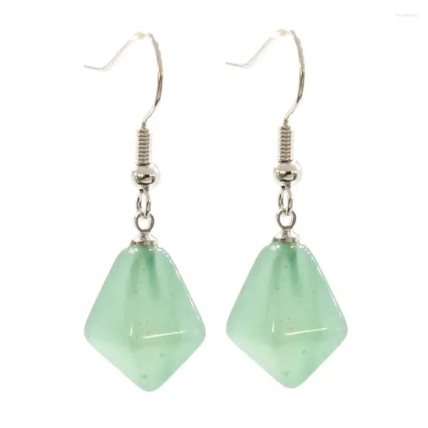 Boucles d'oreilles pendantes KFT pierre de cristal naturel vert Aventurine Rose Quartz pyramide crochet femmes filles boucle d'oreille bijoux