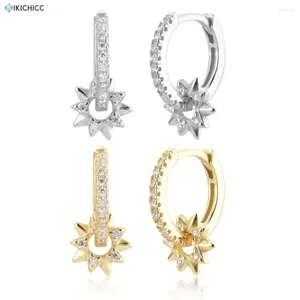 Bengelen oorbellen kikichicc 925 sterling zilvergoud 8,5 mm cirkel drop oorr earring ster charme vrouwen luxe sieraden clips mode boete