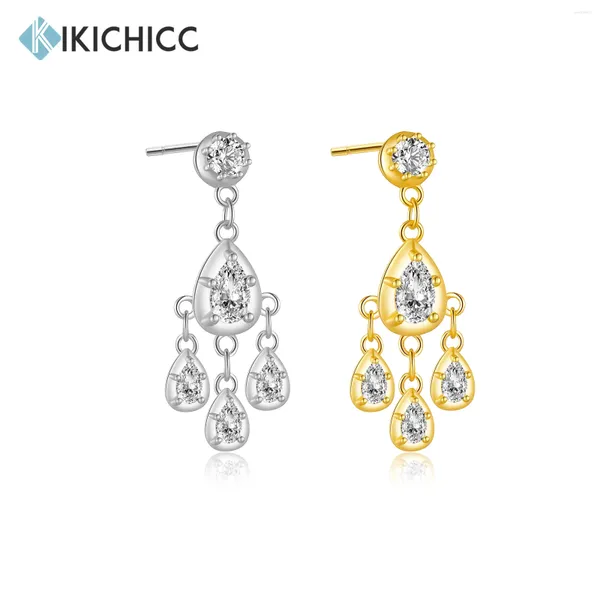 Boucles d'oreilles en peluche kikichicc 925 Sterling Silver Gold Zircon Cz charme Drop Brotte de luxe Fine Bijoux Rock Rock Punk Jewels 2024 Clips