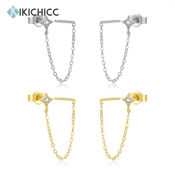 Pendientes de colgación Kikichicc 925 Sterling Plate Gold Stud Chand Clips Clips Mujeres Hilo de lujo Joyas finas Joyas de cristal 2024 Boda