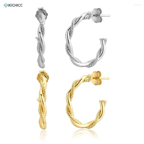 Kikichicc – boucles d'oreilles pendantes en argent Sterling 925, cerceau torsadé en or, Rock Punk, bijoux fins de luxe à la mode, 2023