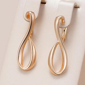 Dangle Oorbellen Kinel 585 Rose Goud Kleur Lange Vrouwen Unieke Creatieve Holle Metalen Glanzende Drop Etnische Bruiloft Sieraden