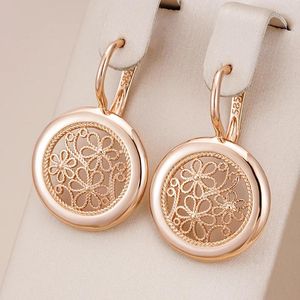 Dangle Oorbellen Kinel Luxe 585 Rose Goud Boho Voor Vrouwen Glanzend Metaal Bloem Hoge Kwaliteit Dagelijks Fijne Sieraden 2024