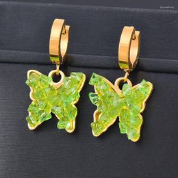 Boucles d'oreilles en peluche kioozol 316l en acier inoxydable bleu vert cerceau pour femmes accessoires de bijoux en or drop bouth gold 935 ko6