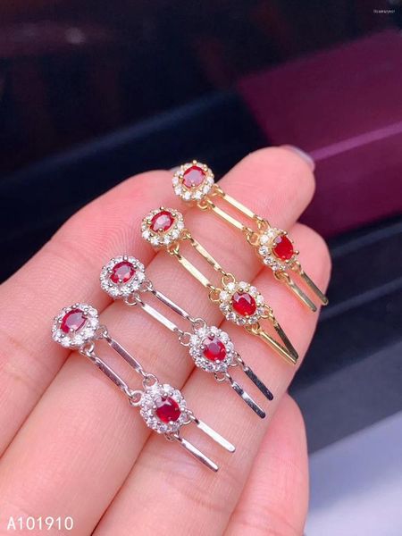 Pendientes colgantes KJJEAXCMY Joyería de boutique Plata de ley 925 con incrustaciones de piedras preciosas de rubí natural Detección de soporte clásico de lujo para mujeres