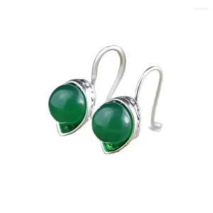 Boucles d'oreilles en peluche kjjeaxcmy bijoux fin 925 manuel de style indonésien argent pur thaï à la dame creuse verte