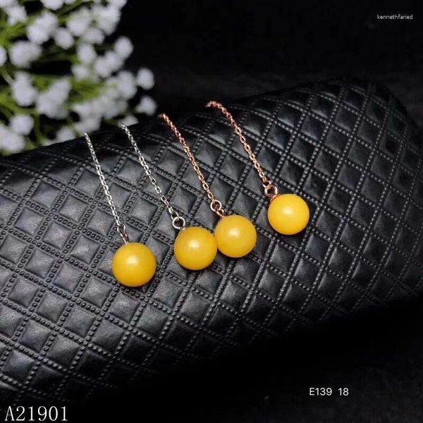 Pendientes colgantes KJJEAXCMY Detección de soporte 925 Silver Natural Gem Amber de la oreja de la aguja de la oreja del oído de la mujer