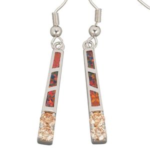 Boucles d'oreilles pendantes KONGMOON 4mm coupe ronde Orange CZ mexicain brun opale de feu argent plaqué bijoux pour femmes goutte