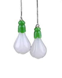 Dangle Oorbellen Koraba Fijne Sieraden Natuurlijke Witte Magnolia Jade Met S925 Zilveren Geschenken