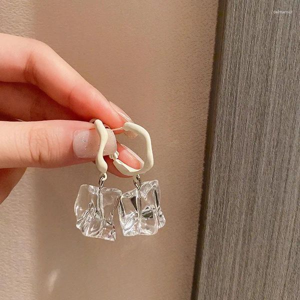 Pendientes colgantes de aro en forma de C geométricos de acrílico transparente de Corea para mujeres y niñas, regalos de joyería de viaje para fiestas colgantes