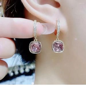 Pendientes colgantes de moda de Corea para mujer, hebillas de oreja hipoalergénicas súper llamativas de cristal cuadrado, regalo de joyería nupcial para boda, venta al por mayor