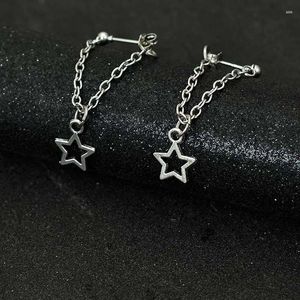 Boucles d'oreilles pendantes Corée Harajuku Cool E-girl Boy Leaf Star Chain Pendentif Années 90 Accessoires esthétiques Igirl Couple Bff Grunge Goth Bijoux