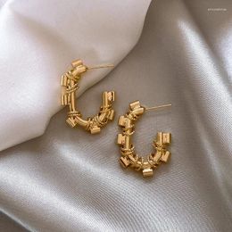 Brincos pendurados joias da moda coreana 14k banhado a ouro simples geometria elíptica metal moderno feminino acessórios de trabalho diário