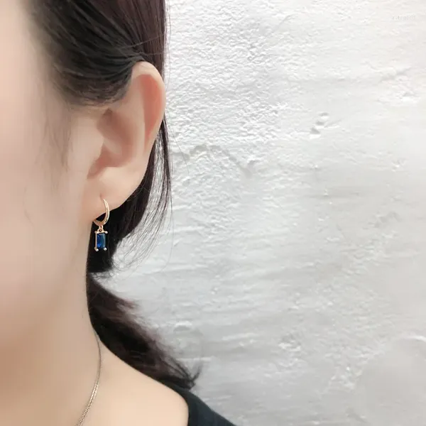Boucles d'oreilles coréennes carrées en cristal pour femmes, bijoux en Zircon coloré, Pendientes Colgantes