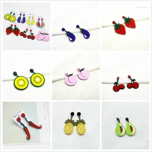 Boucles d'oreilles pendantes en feuille acrylique coréenne, Fruits personnels exagérés créatifs, bricolage, pastèque, citron, fraise, cerise, vente en gros