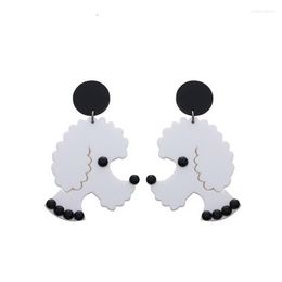 Dangle Boucles D'oreilles Coréen Mignon 3 Couleurs Caniche Poupée De Mode Hiphop Acrylique Chien Animal Pour Les Femmes Bijoux E19021