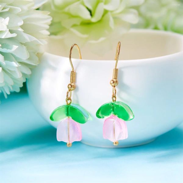 Boucles d'oreilles pendantes coréen mignon mini parapluie goutte couleur bonbon tulipe fleur personnalité oreille crochet boucle d'oreille pour femmes filles bijoux cadeaux