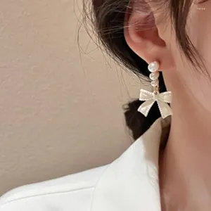 Pendientes colgantes, Pendientes coreanos, joyería de moda, lazo de perlas de imitación, declaración para mujer, accesorios, Pendientes de tuerca, venta al por mayor