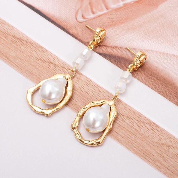 Pendientes colgantes Moda coreana Perla de imitación dinámica Gota de agua para mujer Producto estético Vidrio brillante Joyería de aleación de zinc a juego