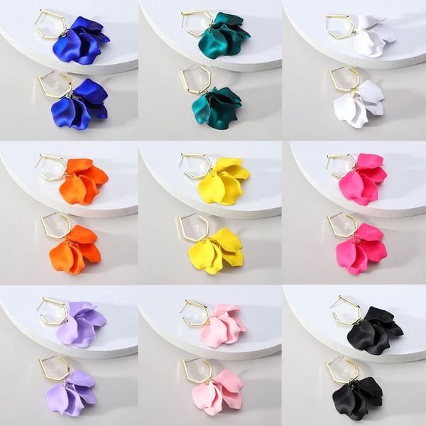 Boucles d'oreilles pendantes mode coréenne, pétales de fleurs Fuchsia pour femmes, tendance, Design de luxe, accessoires bijoux pour fête de mariage