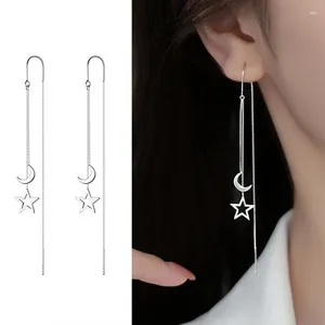 Dange oorbellen Koreaanse mode lange oorketen Tassel uitgehold star moon voor dameslijn trendy gelukkige geschenk sieraden