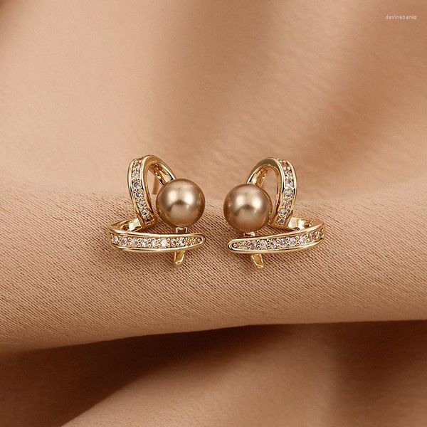 Boucles d'oreilles pendantes mode coréenne modèle oreille Cartilage Piercing goujon pêche coeur incrusté brique femmes bijoux perle en gros