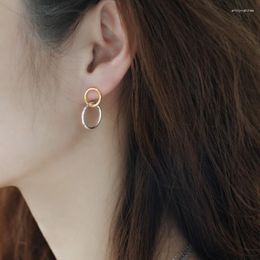 Dangle Oorbellen Koreaanse Mode Persoonlijkheid Geometrische Hollow Out Ring Kwastje Stud Twee Kleur Vrouwen Sieraden Meisje Gift