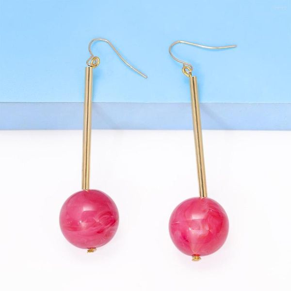 Pendientes colgantes de moda coreana, cuentas de resina acrílica roja sencilla, gota para mujer, colgante largo, joyería llamativa, venta al por mayor