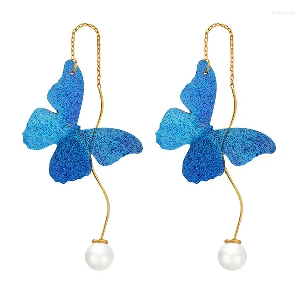 Boucles d'oreilles pendantes mode coréenne, étanche, en acier inoxydable, résine, insecte papillon, pour femmes et filles, Style 2023