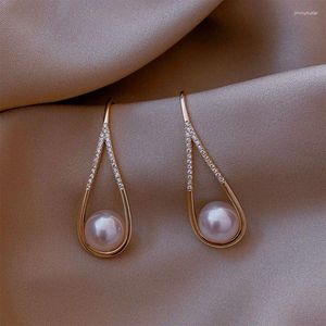 Boucles d'oreilles en peluche de couleur or coréen gouttes d'eau pour les femmes incrustées zircon de mode d'élégante boucle d'oreille de mariage 2024 bijoux féminin