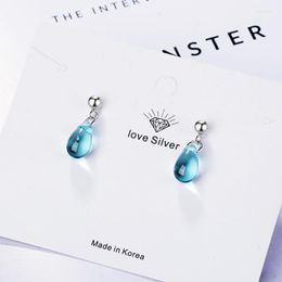 Boucles d'oreilles pendantes littéraire coréenne, gouttelettes d'eau bleues douces pour femmes, bijoux Pendientes, cadeau Brincos SAE55