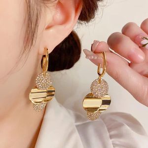 Dangle Oorbellen Koreaanse Metalen Ronde Stuk Fringe Voor Vrouwen Klassieke Elegante Lange Kwast Drop Earring Bruiloft Sieraden Cadeau