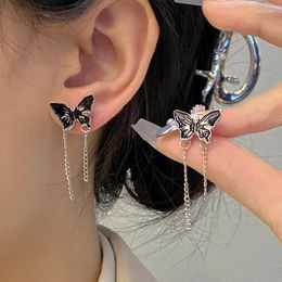 Boucles d'oreilles en peluche coréenne à chaîne courte à chaîne