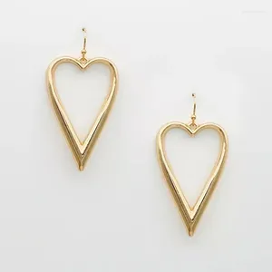 Pendientes colgantes de gota de corazón Simple coreano para mujeres y niñas, colgante de Color dorado a la moda, pendiente de joyería, regalo de lujo