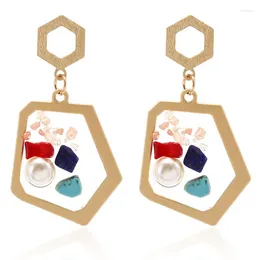 Boucles d'oreilles en peluche de style coréen minimaliste géométrique or esthétique de la mode colorée de la résine amusante ohrringe accesorios mujer
