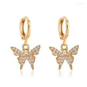 Pendientes colgantes estilo coreano mariposa de diamantes de imitación para mujer joyería de gota de moda al por mayor Pendientes regalos QW76