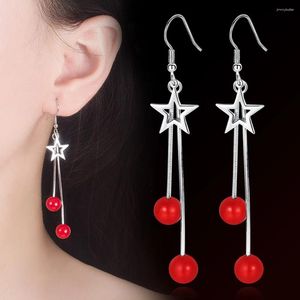 Boucles d'oreilles en peluche coréen étoile étoile argentée plaque rouge goutte pour femmes oreilles bijoux oreilles boucles d'oreilles kolczyki 1z6c4