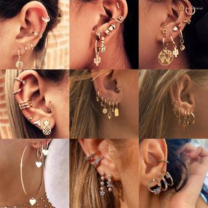 Dangle Earrings KOtik Boho Gold Crystal Pearl Set For Women Cross Map Flower Heart Geometric Female Earring Vintage Fashion Jewelry