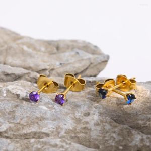 Bengelen oorbellen kouch 12pairs verkoopmix kleur 3 mm amethist stud groothandel piercing luxe kleurrijke natuursteen roestvrijstalen oor